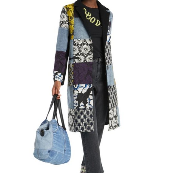 Vintage Styled Denim Mixed Media Coat - Picture 3 of 8